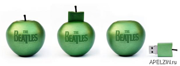 The Beatles USB USB флэшка в форме зеленого яблока с альбомами The Beatles